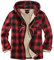Elesuit Herren-Fleece-Flanell-Jacken mit durchgehendem Reißverschluss, kariert, Baumwolle, Kapuzenpullover, weich, warm, Mantel für Herren mit Kapuze, Rot/Ausflug, einfarbig (Getaway Solids), M
