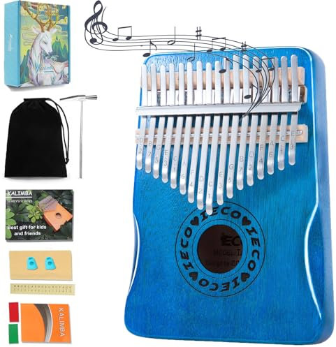 Kalimba Thumb Piano 17 Key Finger Piano Portable Mbria w/Songbook, Tuning Hammer, Music Gifts for Adults Kids Beginners