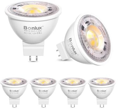 Bonlux Bombillas LED GU5.3 12V, MR16 LED Empotrables Techo Blanca Naturaleza 4000K Ojos de Buey LED 6W Equivalentes a 50W 60W Bombilla Halogena Techo Ángulo de Haz de 38 ° No Regulable 6 Unidades