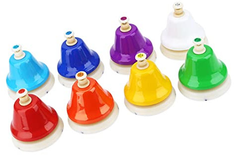 Ghzste Set di Campanelli a Mano Colorati a 8 Note Set di Strumenti Musicali Giocattolo per Bambini