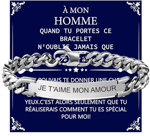 Merclix Idee Cadeau Homme Original Amour Bracelet Homme Cadeau Couple Cadeau pour Son Copain Mari Cadeau Amoureux pour Homme Cadeau Anniversaire Homme Cadeau Noel Homme Cadeau Saint Valentin Homme