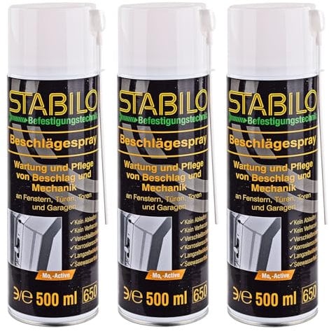 3x Beschlägespray 500ml | Schmieröl für Beschläge, Scharniere, Türen, Fenster, Garagen, Auto Schlösser etc. | 3 Stück