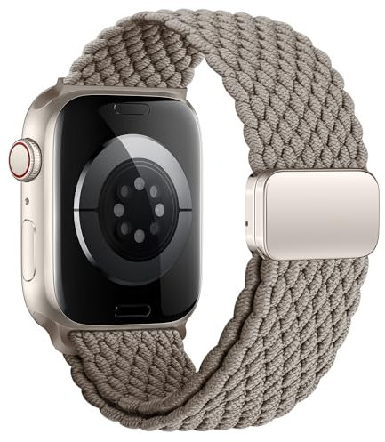 Geflochten Armband Kompatibel mit Apple Watch Armband 40mm 42mm 38mm 41mm für Damen Herren, Elastisch Nylon Armbänder mit Magnetisch für iWatch Ultra 3 2 1 SE 3 Series 11 10 9 8 7 6 5 4 3 2 1