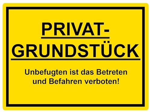 SL group - 1 Schild Privatgrundstück 30 x 20 cm aus stabiler PVC Kunststoff-Platte - Hinweisschild Unbefugten ist das Betreten und Befahren verboten! - Warnschild für kein Zutritt u. Durchgang