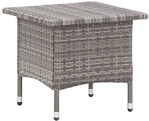 AUVYI Teetisch Grau 50x50x47 cm Poly Rattan Campingtisch Buffettisch Küchentisch Biertisch Bierpong Tische Dining Table Pokertisch Beistelltisch Klein Multifunktionstisch