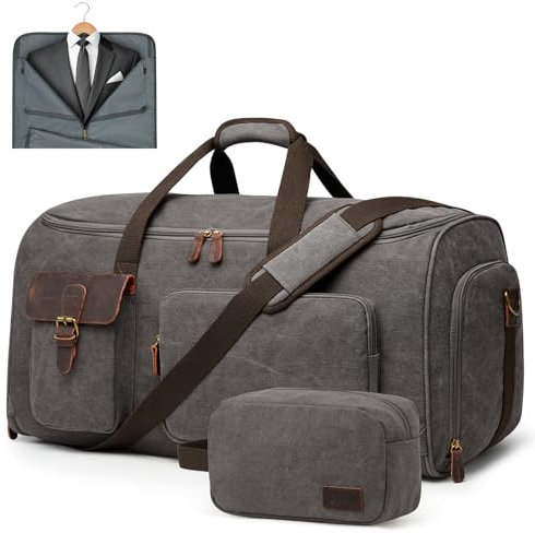 S-ZONE 60L 3 en 1 Unisexe Sac à Vêtements Convertible en Toile Avec Trousse de Toilette pour Voyage Vacances Courtes Voyage D'affaires Rangement
