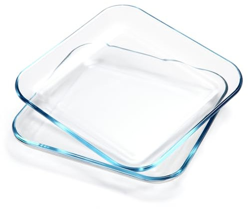 NUTRIUPS 2 Pack 10 Inch Glass Dinner Plates, Tempered Glass Pasta Salad Plate Set For Kitchen, Glass Serving Plates, Dinnerware Dish Set, Dishwasher & Microwave Safe