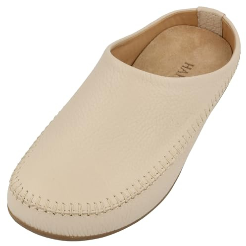 HAFLINGER Softi Lederpantoffeln Hausschuhe Ballerina im schlichten Design (Beige 349), Gr. 46