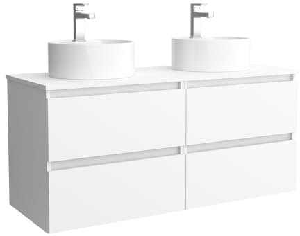 Salgar Mueble de baño Bequia 140cm + Encimera + Lavabo posar | Blanco Mate|140x45x56