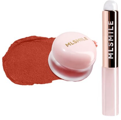 Lip Pudding Pot, Lip&Cheek Blurry Pudding Pot, Blurring Makeup Blush, Buildable Lightweight, Multi-Use Soft Matte Velvet Finish,With A Lip Pudding Pot Brush (01#Meet)