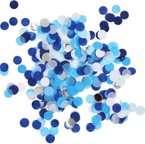 KOLZEMV 50g Konfetti Blau Hochzeit Geburtstag, konfetti, Konfetti Groß, Tischdeko Blau, Blaue Streudeko, Confetti Blau Silber, Glitzer Konfetti Bunt für Gender Reveal, Luftballons, Tisch, Geschenkbox