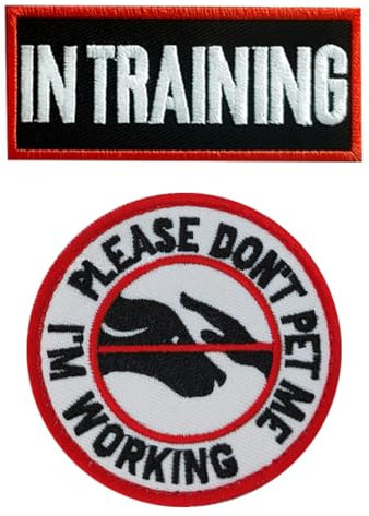 SIRLOMU 2 PIECES TACTICAL SERVICE DOG BADGE EMBROIDED STITCHED BADGE WITH VELcro DOG MILITARY PATCH VEST BANDAGE CLOTHING (für mittlere und große Hunde)