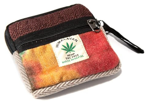 Himalayan Hemp Geldbörse Batik - praktisches Portemonnaie aus Hanf, Jede Geldbörse EIN Unikat, Zwei Fächer mit Reißverschluss, nachhaltiges Naturprodukt, handgefertigt in Nepal