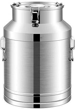 Genérico Bidón de Acero Inoxidable para Leche, 5 l, 9 l, 14 l o 18 l, para Transporte de Leche, con Tapa sellada, Resistente, 18 l