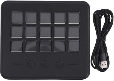 Fockety Stream Controller, Studio Controller mit 15 Makro-Tasten & Dashboard anpassbaren LCD-Tasten zum Auslösen von Aktionen in OBS, Streamlabs, Twitch, YouTube, funktioniert mit PC, Mac