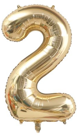 Alaoo Luftballon 2 Geburtstag Zahl, 40 Zoll Gold Creme Folienballon, Riesenzahl Ballon für Mädchen Junge Geburtstag Party Dekoration Jahrestag Dekorationen