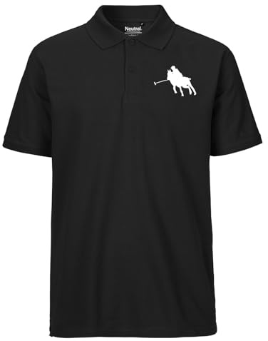 Huuraa Herren Polo Shirt Polo Spieler Silhouette 3XL Black Bio Baumwolle Fairtrade Poloshirt Geschenkidee