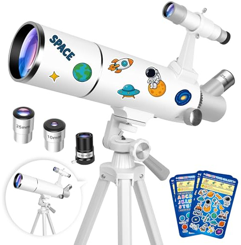 Hawkko 80mm Aperture 500mm Telescope for Kids 8-12 & Adults Beginners