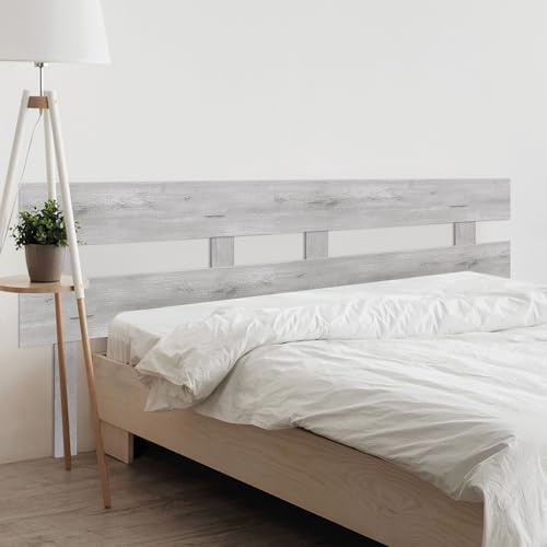 DHOME Kopfteil aus recyceltem MDF-Holz Horizontal Zaun-Stil mit Füßen Palettenbett Beschläge inklusive (180cm Dual, Arktis)
