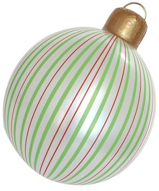 Große Gestreifte Aufblasbare Weihnachtskugel Für Terrassendekorationen Vorgarten. Robuste PVC Weihnachtsdekoration Für Den Hof. Einfaches Aufblasen Von Feiertagsparty Dekorationen