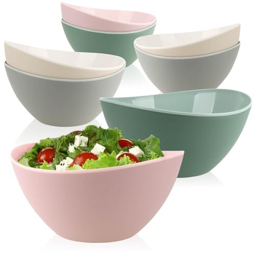 com-four® 8x bol en plastique 3,4 L, bols résistants aux chocs pour salades, fruits et préparation, idéals pour camping, pique nique, buffet et jardin