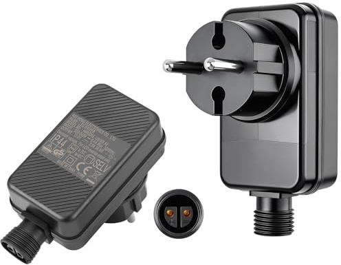 Flomiara 12V 2A LED-Netzteil Transformator, Wasserdichter IP44 Niederspannungsadapter, Lichterkette Netzteil Adapter, EU Stecker LED-Lichterketten, Eiszapfenlichter, Weihnachtsdeko, Vorhangleuchten