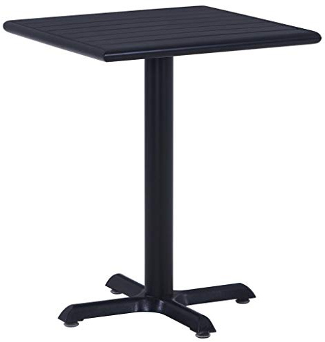 HETFTJN Table de jardin - 60 x 60 x 75 cm - Noire - En plastique résistant aux intempéries - Structure en métal robuste avec pied en croix - Design moderne pour jardin, terrasse et balcon