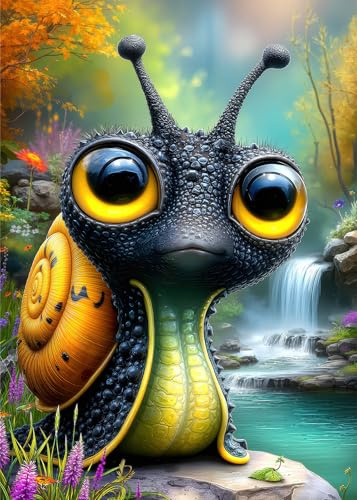 Süße Schnecke im Herbstwald Puzzle 1000 Teile Erwachsene, 70x50cm | Fantasie Natur Illustration, Geschenk für Puzzle-Liebhaber