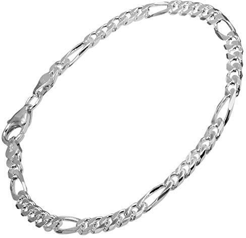 trendor Figaro-Armband Silber 925 Herren-Armband Breite 4,3 mm 41994 | Armband für Männer aus Sterlingsilber, Silber-Armband Herren, Schmuck-Armband Männer, Figaroketten-Armband, Made in Germany