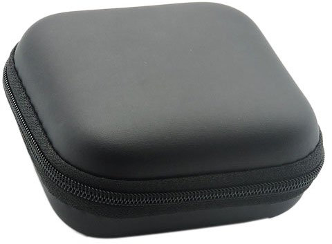 Gemini_mall®, custodia da viaggio quadrata con chiusura a zip, per auricolari e micro SD Black