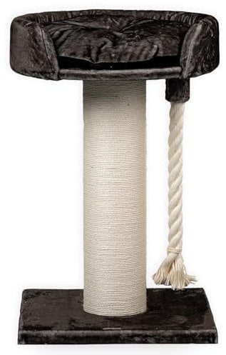 Arbres à Chat RHRQuality pour Grands Chats - Chartreux - 80 cm de Haut - avec Poteau en sisal Extra épais de 20 cm - Bac à litière Luxueux de ⌀60 cm - Taupe