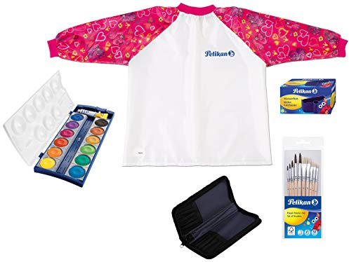 Pelikan 700405 Pinsel Starter-Set mit 5 Haar- und 5 Borstenpinseln (Haar- und Borstenpinsel, Komplett-Set Girl + Etui)
