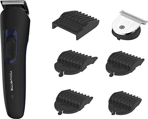 Rowenta TN8930 Multistyle 7in1 Multifunktions-Rasierer für Bart und Haar, mit 7 Zubehörteilen, Schwarz/Blau
