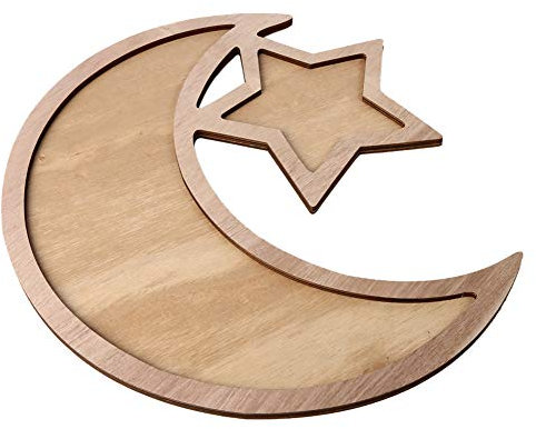 Dessert Tablett Ramadan Holz Tablett Aus Holz Künstlerische Fach Eid Mubarak Partei Serving Geschirr Schloss Tray Dekoration Ornament Für Plätzchen Dessert