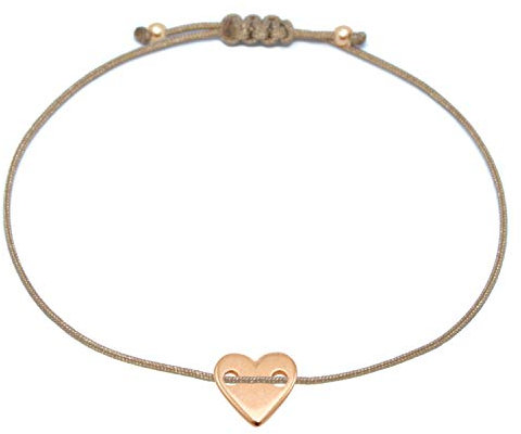 Selfmade Jewelry Armband Damen Herz Roségold Größenverstellbares Makramee Armbändchen mit Herzchen handmade Inkl. Geschenk-Verpackung