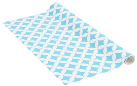Venilia Lámina adhesiva, Monica azul Retromuster Azul, 45cm x 1,5m, Espesor 95μ, Vinilo autoadhesivo para muebles o cocina, decorativas papel pintado pared, PVC sin ftalatos, Fabricado en UE