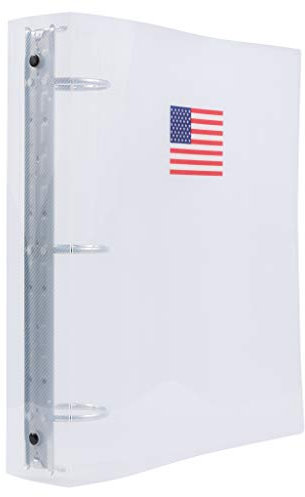 JAM PAPER Plastic 2 inch Binder - American Flag Clear 3 Ring Binder - Sold Individually