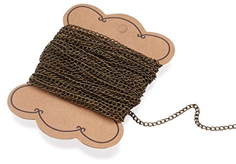 PandaHall 10 Meter Eisen-Panzerkette 4 x 2,3 x 0,7 mm Antike Bronze ungeschweißte gedrehte Ketten für DIY Handwerk Armband Halskette Schmuck Herstellung