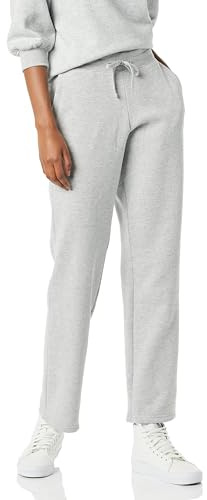 Amazon Essentials Women's Straight Leg Sweatpants with Drawstring for Women, Fleece – (Available in Plus Size), Grey Heather, L