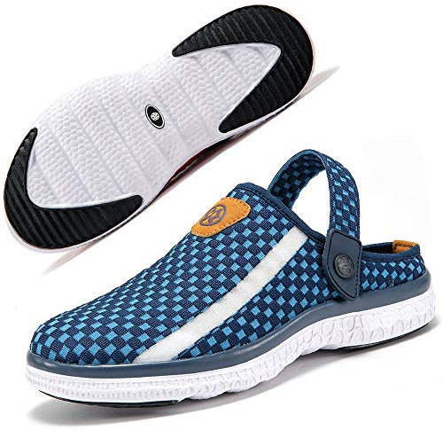 Zuecos Mujer Hombre de Verano Playa de Sandalias Ligero Pantuflas Zapatillas de Estar por Casa Antideslizante Azul Oscuro 43