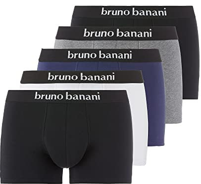 bruno banani Herren Shorts Contest - 5er Set - Boxershorts Herren Baumwolle mit Stoffgummibund - ohne Eingriff - Memory Effekt schwarz//schwarz//blau//weiß//grau, XL