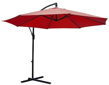 KCT 3.5m Large Burgundy Garden Cantilever Parasol Umbrella Patio Sun Shade with Tilt and Outdoor UV Protection