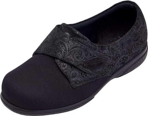 Cosyfeet Karena - Black Paisley - 7-6E - Extra Wide Women's Shoes