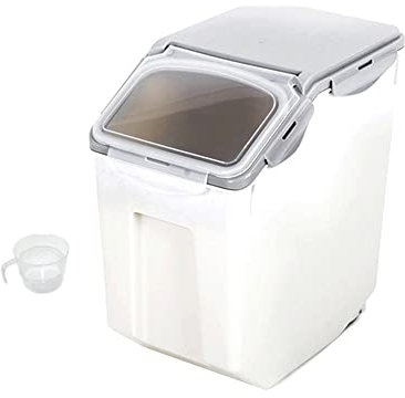 smallrun contenedor pienso perro Contenedor Comida para Perro Contenedor pienso Perros 15L con Ruedas y cuchara Contenedor de Alimentos para Mascotas Caja de Alimentos (37 * 33 * 19cm)