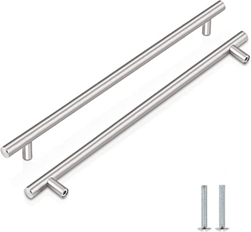 2 Pack Kitchen Cupboard Handles Stainless Steel Kitchen Door Handles Brushed Cabinet Handles Wardrobe Drawer (2 Pack Silver, Hole Centre 192mm)