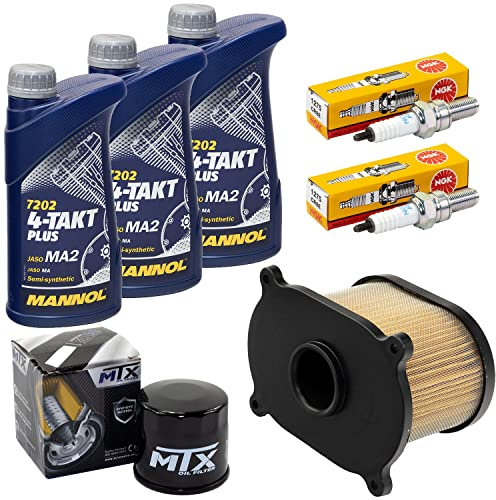 Wartungspaket Öl 3L + Luftfilter + Ölfilter + Zündkerzen für Suzu ki SV 650 SV650 AV Baujahr 1999-2002