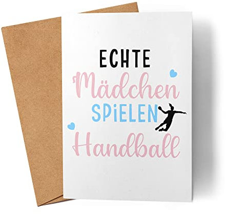 Echte Mädchen Spielen Handball Karte Handballerin Handballverein Mannschaft Schwester Freundin Grußkarte