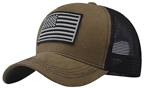 QIFLY Women's Men's Adjustable Snapback Flat Herren Damen Verstellbar Usa Baseball Cap Us American Flag Embroidered Mesh Trucker Cap Baseball Cap Flag Usa