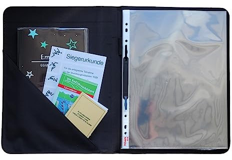 CreaDesign Customize A4 Zeugnismappe für Kinder 26,7x32,7x1 cm, Sichtbuch mit 10 Klarsichthüllen, erweiterbar auf bis zu 20 Taschen, Weltall Watercolor Design, Dokumentenmappe für Schüler