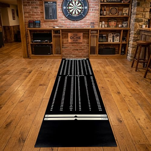 Teppich-Traum Dartmatte Abwurflinie Bodenschutz rutschfest 100x285 cm | Steeldart und E-Dart, Bodenschutz, Abwurflinie, rutschfest, waschbar, Punktfilzunterseite, pflegeleicht, 500 g/m²